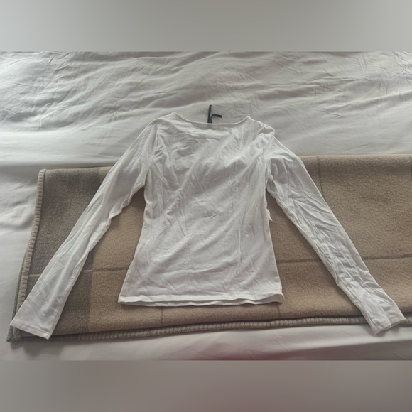 Anthropologie White Draped Long Sleeve Top - Picture 5 of 5